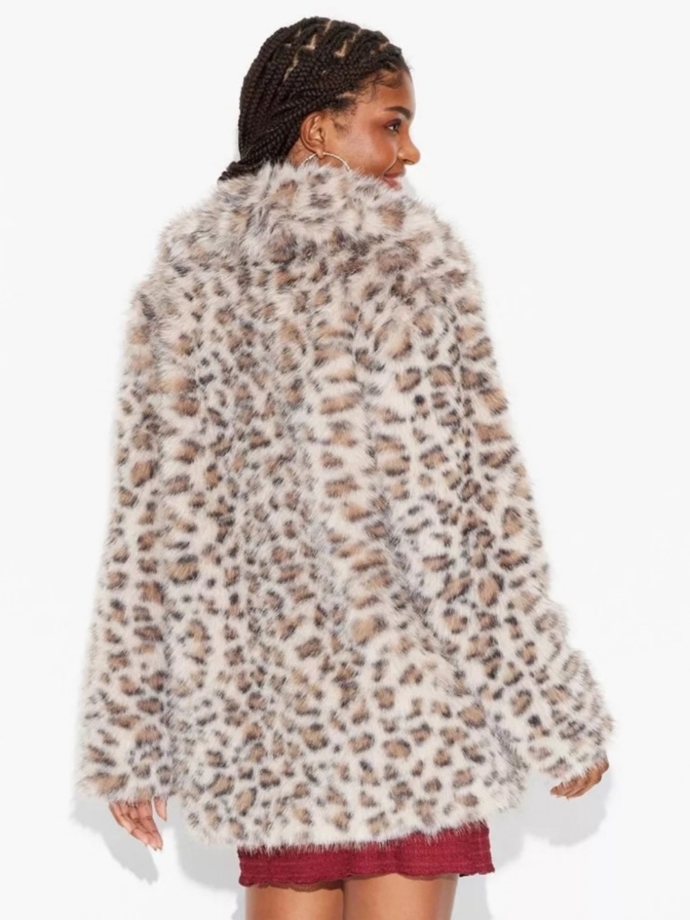 NEW Wild Fable Leopard Faux Fur Jacket Brown Cheetah Mob Wife Coat - Picture 9 of 9